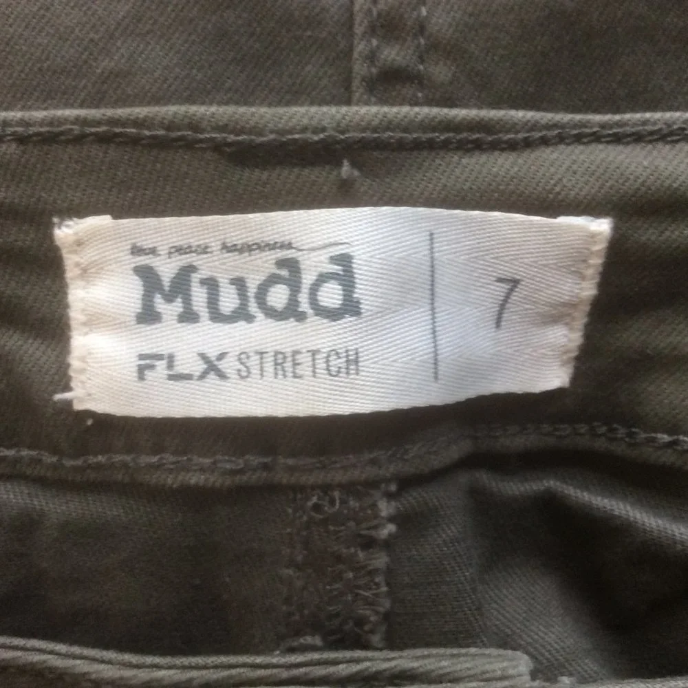 Mudd Army Green Khaki Y2K 90's Raw Hem Mini Skirt Size 7 - Picture 3 of 5